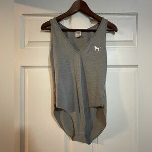 PINK Victoria's Secret Gray V-Neck Bodysuit